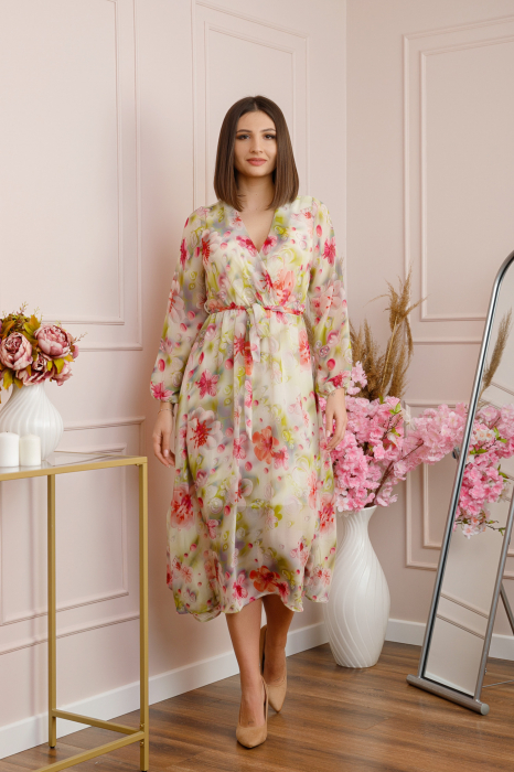 Rochie Carrie din voal cu imprimeu floral roz [3]