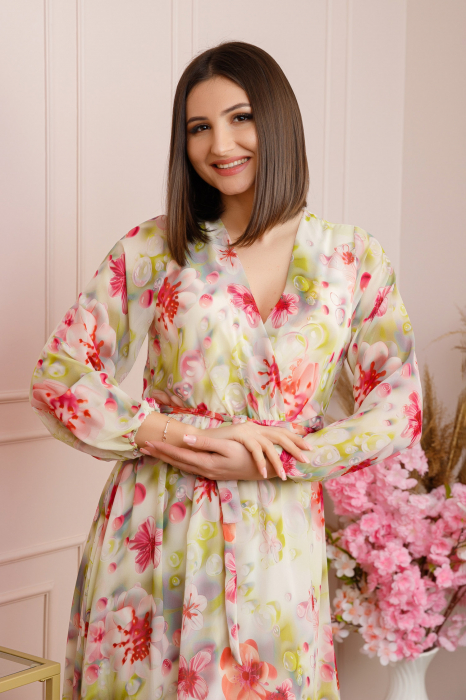 Rochie Carrie din voal cu imprimeu floral roz [2]