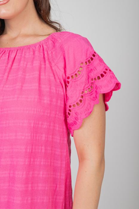 Rochie ciclam cu detaliu perforat [3]