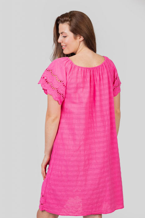 Rochie ciclam cu detaliu perforat [4]