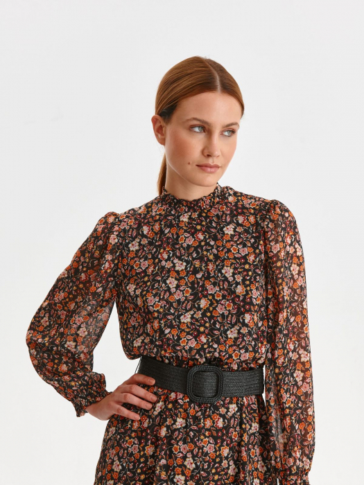 Rochie cu maneci bufante si imprimeuri florale [4]