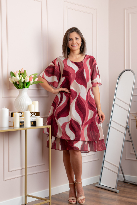 Rochie dama Frances grena cu imprimeu abstract [4]