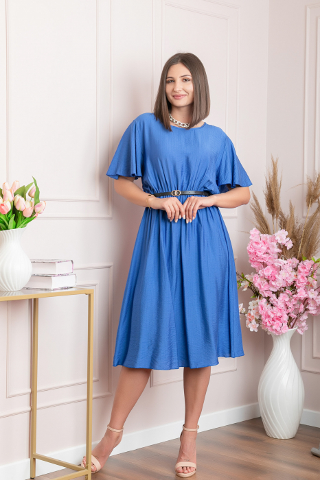 Rochie eleganta albastra Leona cu maneci fluture [3]