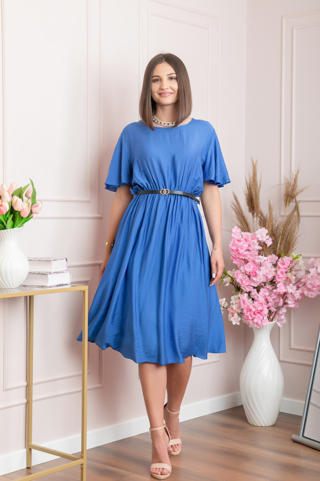 Rochie eleganta albastra Leona cu maneci fluture [4]