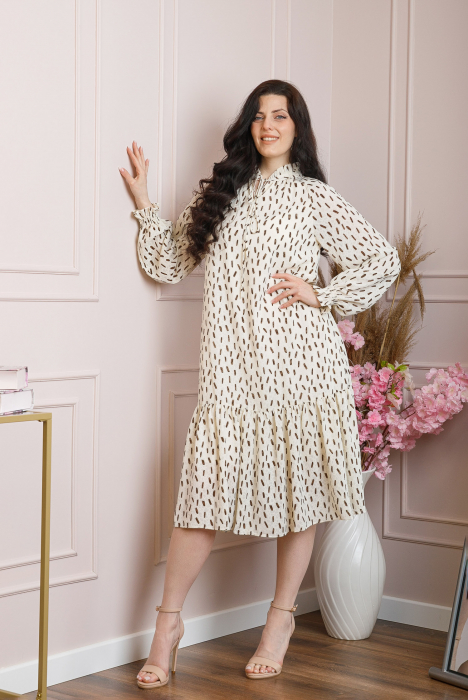 Rochie eleganta Antoinette ecru cu volanase [4]