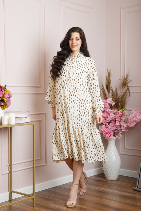 Rochie eleganta Antoinette ecru cu volanase [3]