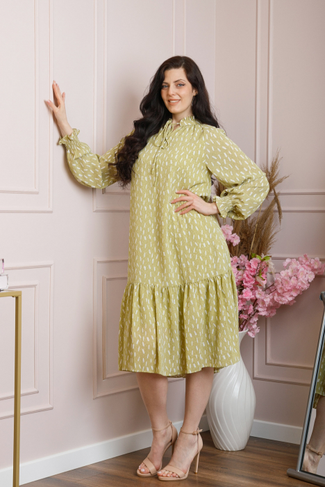Rochie eleganta Antoinette verde pastel cu volanase [4]