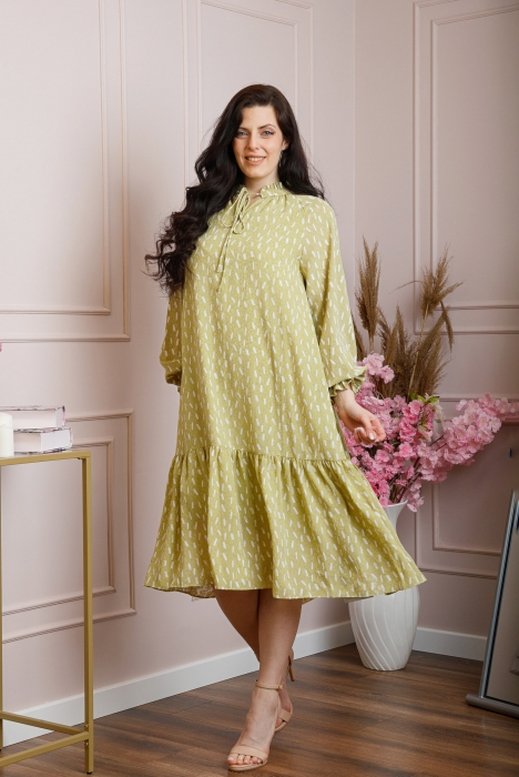 Rochie eleganta Antoinette verde pastel cu volanase [3]