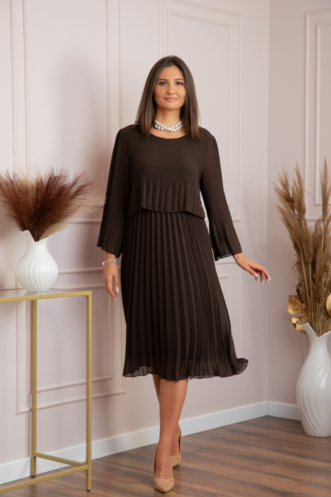 Rochie eleganta Arya maro plisata cu maneci lungi [4]