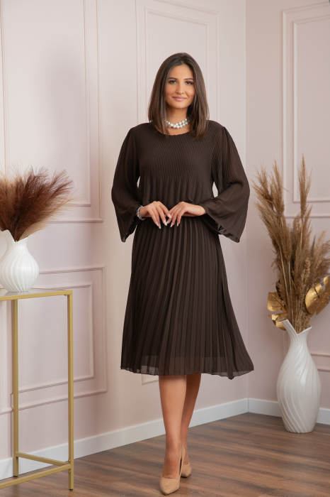 Rochie eleganta Arya maro plisata cu maneci lungi [3]