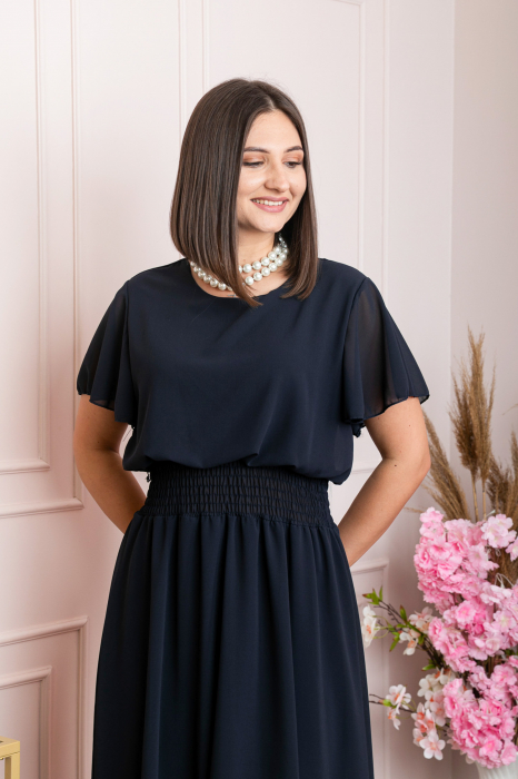 Rochie eleganta bleumarin Francesca cu talie incretita [2]