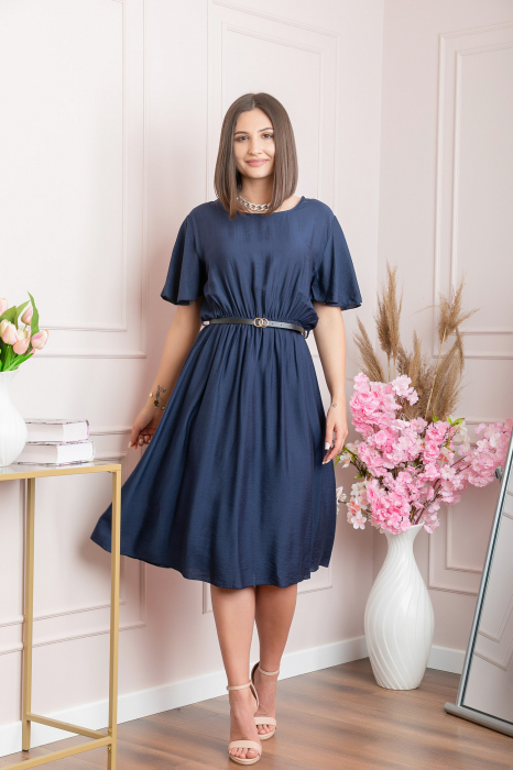 Rochie eleganta bleumarin Leona cu maneci fluture [4]
