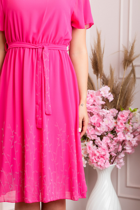 Rochie eleganta ciclam Seraphine cu strasuri argintii [3]