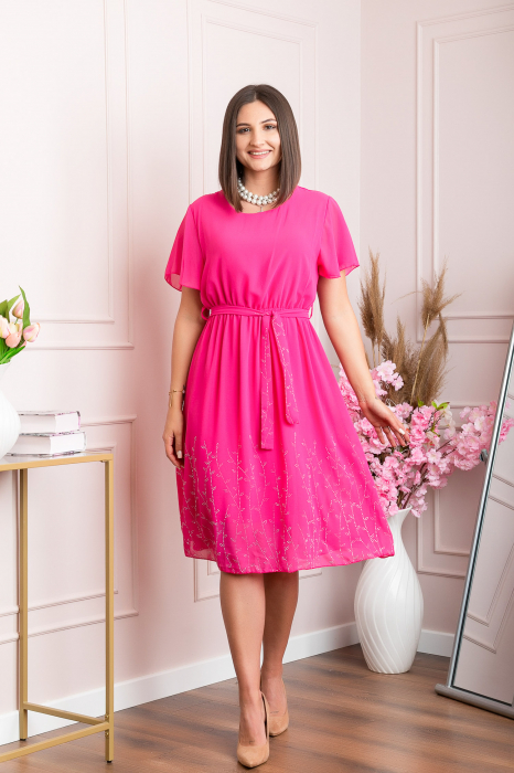 Rochie eleganta ciclam Seraphine cu strasuri argintii [5]
