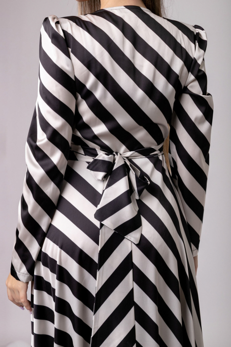 Rochie eleganta cu dungi albe si negre si aspect petrecut [3]