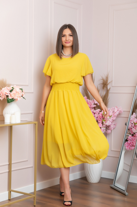 Distribuit de FashionLook Rochie eleganta galbena Francesca…