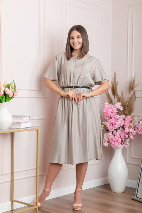 Rochie eleganta gri Leona cu maneci fluture [3]