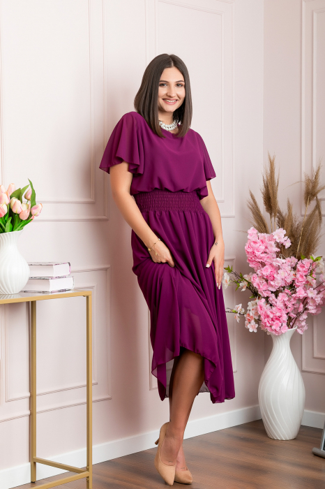 Rochie eleganta mov Francesca cu talie incretita [4]