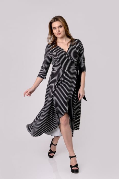 Rochie eleganta neagra cu dungi si aspect petrecut [4]