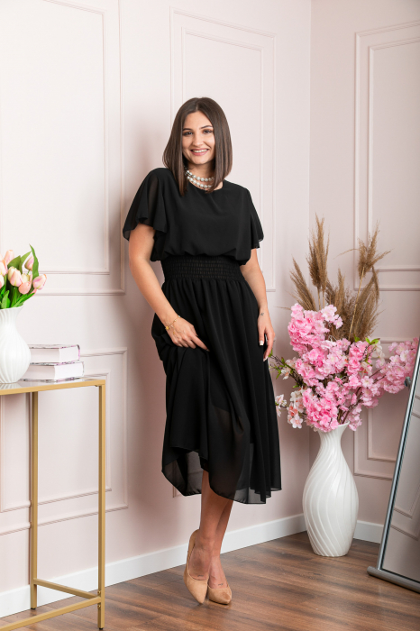 Rochie eleganta neagra Francesca cu talie incretita [4]