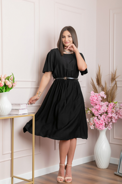 Rochie eleganta neagra Leona cu maneci fluture