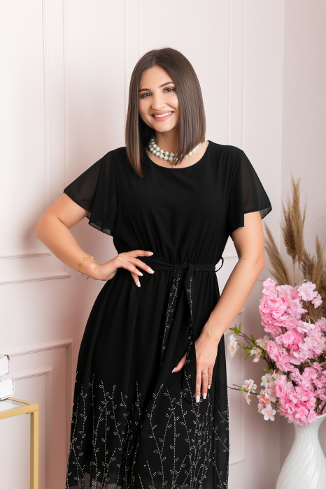 Rochie eleganta neagra Seraphine cu strasuri argintii [2]