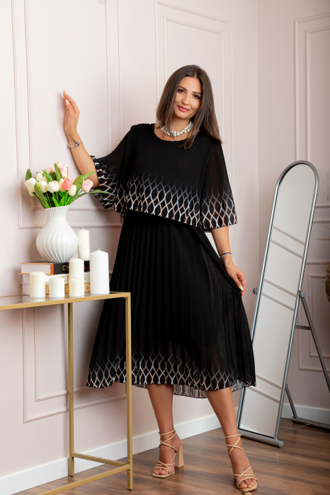 Rochie eleganta plisata Aimee din voal negru [3]