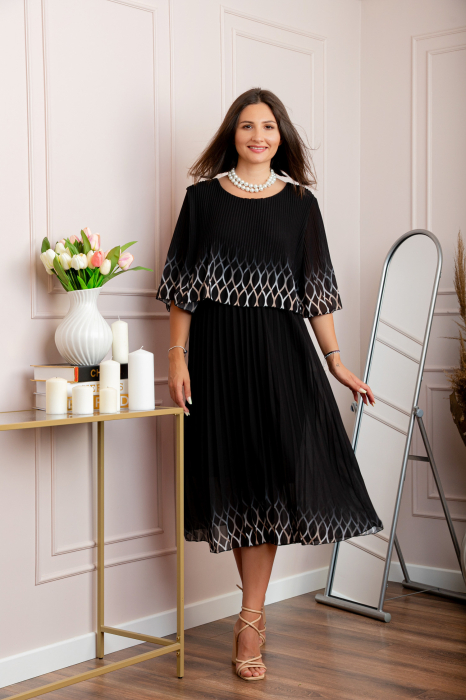 Rochie eleganta plisata Aimee din voal negru [4]