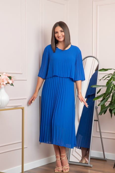 Rochie eleganta plisata Arielle - Albastru regal [3]