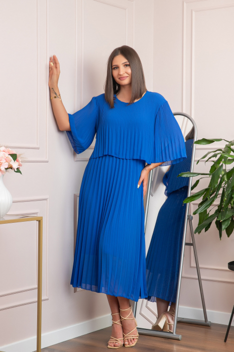 Rochie eleganta plisata Arielle - Albastru regal
