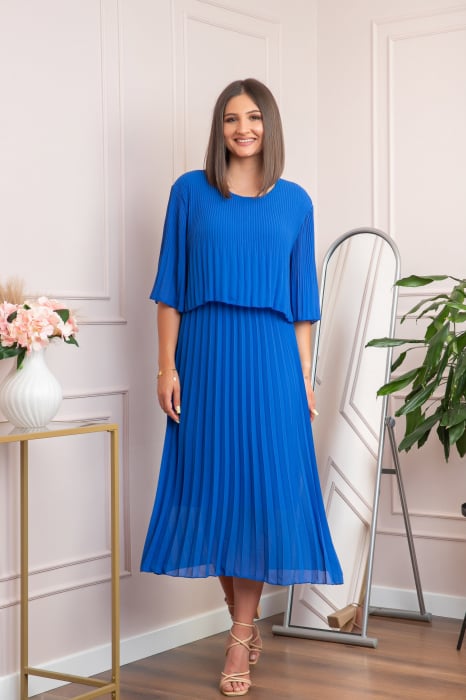 Rochie eleganta plisata Arielle - Albastru regal [4]
