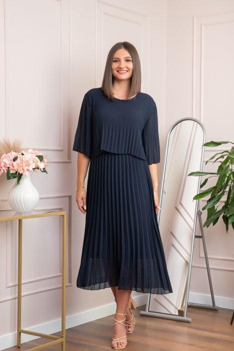 Rochie eleganta plisata Arielle - Bleumarin [4]