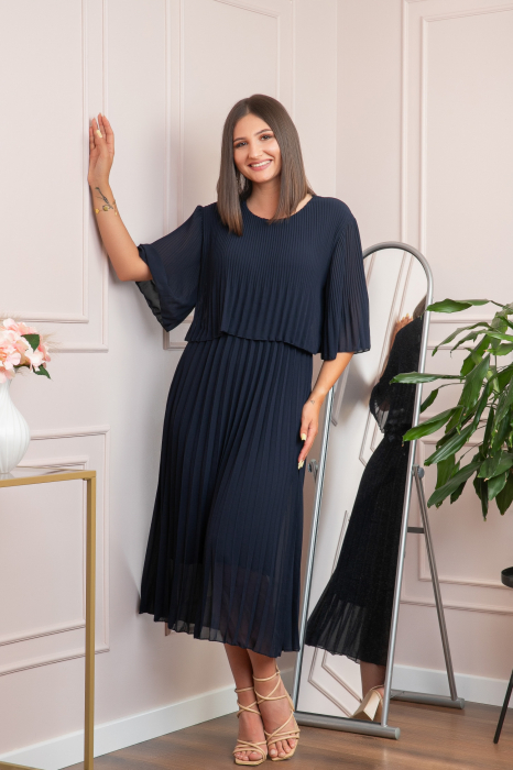 Rochie eleganta plisata Arielle - Bleumarin