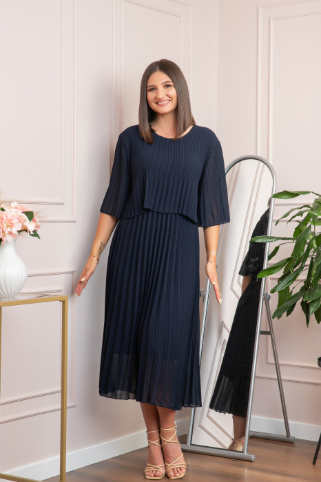 Rochie eleganta plisata Arielle - Bleumarin [3]