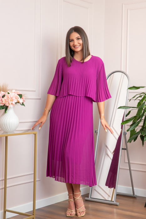 Rochie eleganta plisata Arielle - Fuchsia [3]