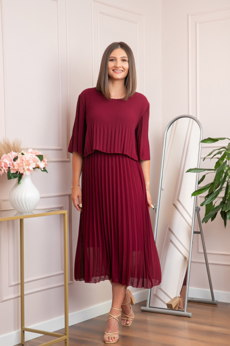 Rochie eleganta plisata Arielle - Grena [4]