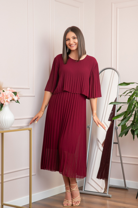 Rochie eleganta plisata Arielle - Grena [3]