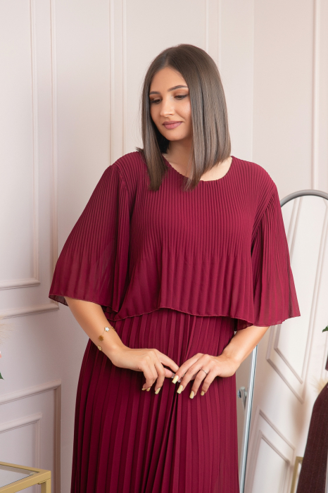 Rochie eleganta plisata Arielle - Grena [2]