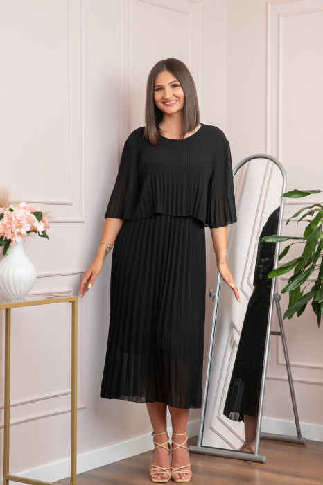 Rochie eleganta plisata Arielle - Negru [3]