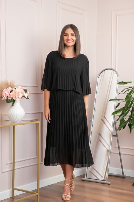 Rochie eleganta plisata Arielle - Negru [4]