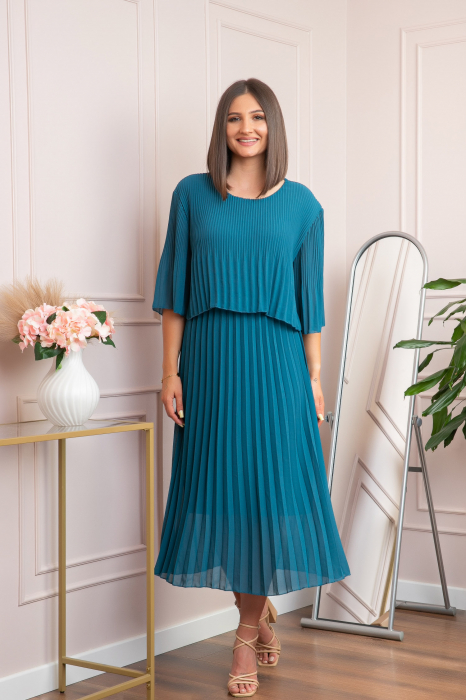 Rochie eleganta plisata Arielle - Turcoaz [4]