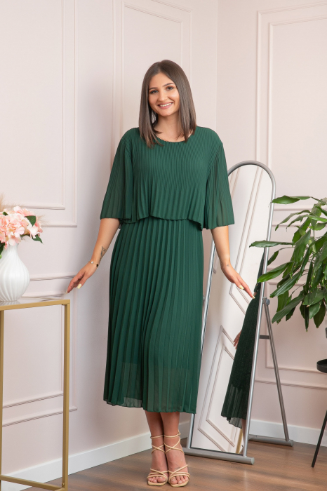 Rochie eleganta plisata Arielle - Verde [3]