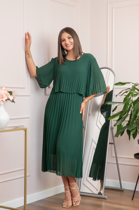 Rochie eleganta plisata Arielle - Verde