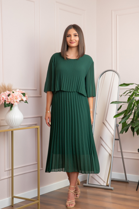Rochie eleganta plisata Arielle - Verde [4]