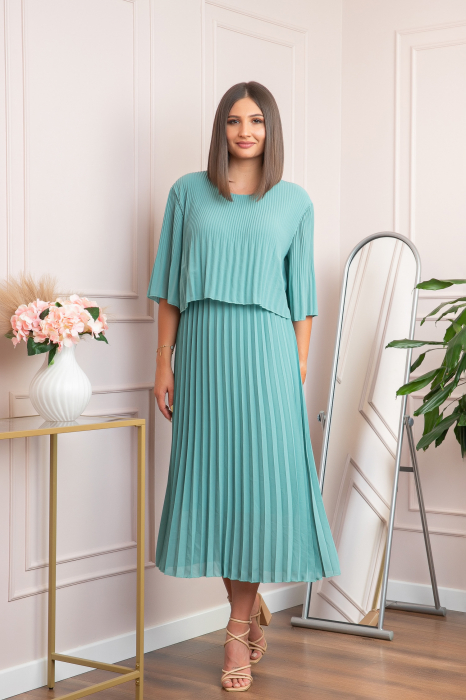 Rochie eleganta plisata Arielle - Verde mint [4]
