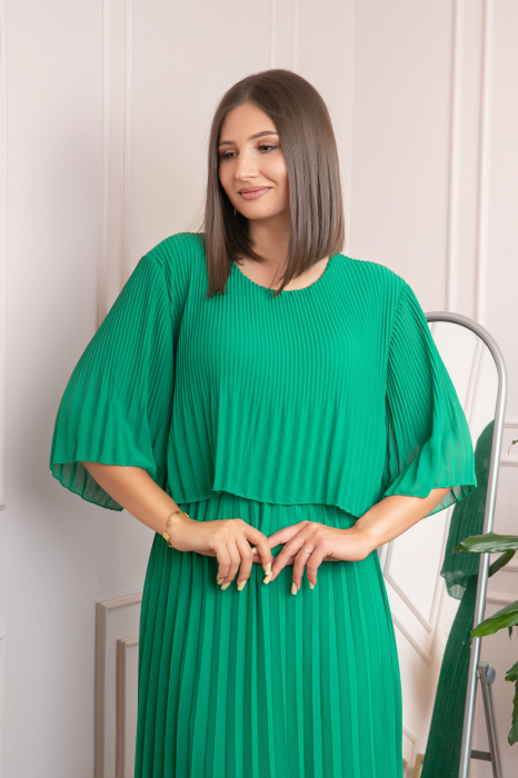 Rochie eleganta plisata Arielle - Verde smarald [2]
