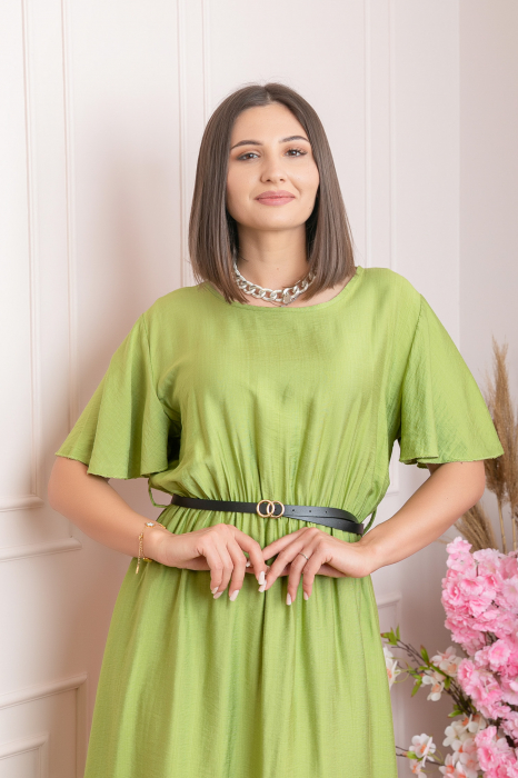 Rochie eleganta verde lime Leona cu maneci fluture [2]