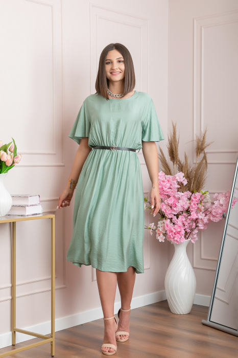 Rochie eleganta verde mint Leona cu maneci fluture [4]