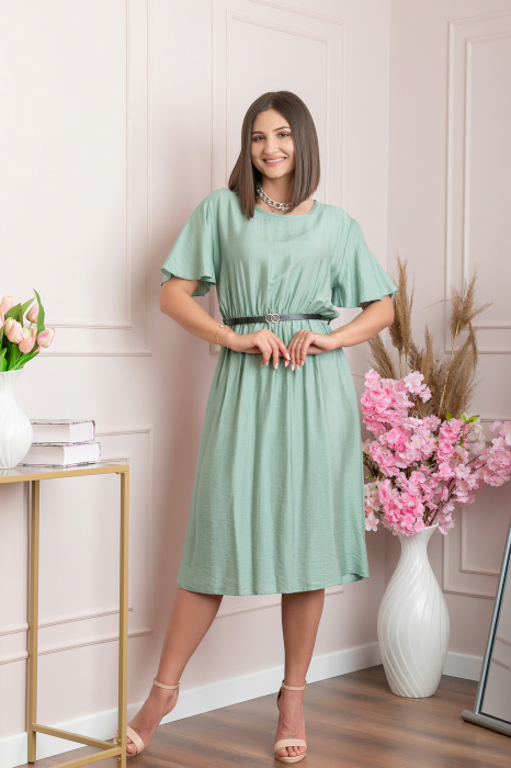 Rochie eleganta verde mint Leona cu maneci fluture [3]