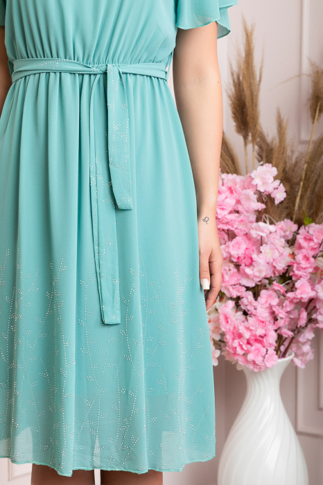 Rochie eleganta verde mint Seraphine cu strasuri argintii [3]